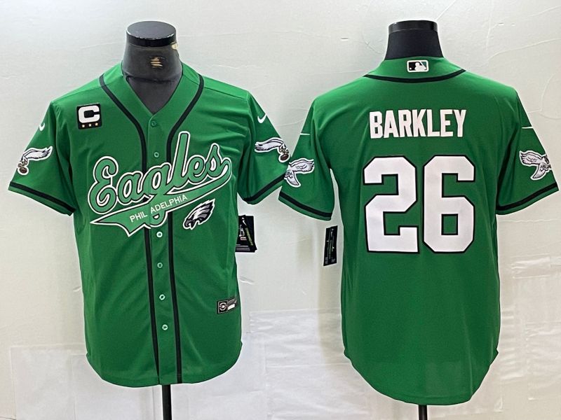 Men Philadelphia Eagles #26 Barkley Green 2024 Nike Co branded NFL Jersey style 8->philadelphia eagles->NFL Jersey